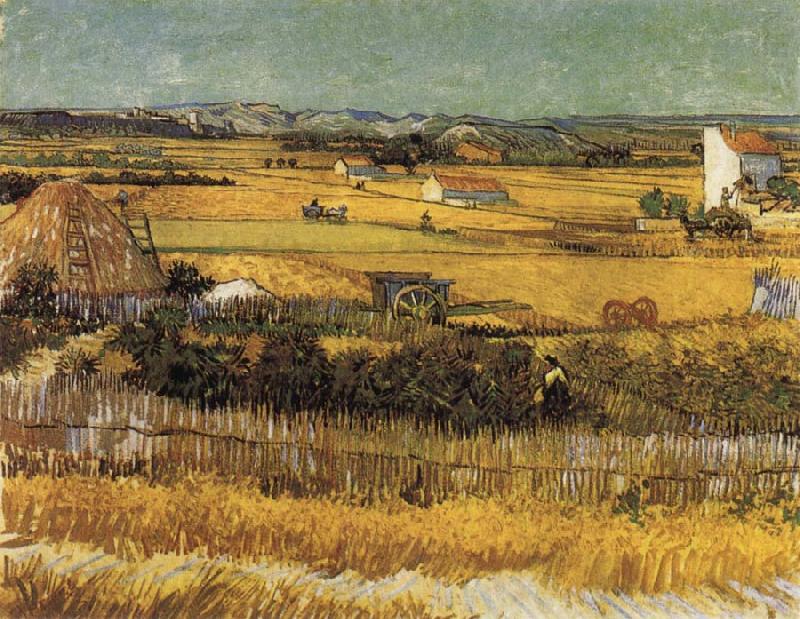 Vincent Van Gogh Harvest at La Crau,with Montmajour in the Background